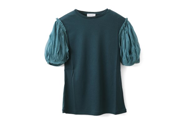 画像1: Cotton Frice T-Shirts With Mesh Sleeves KNT196G (TQ)