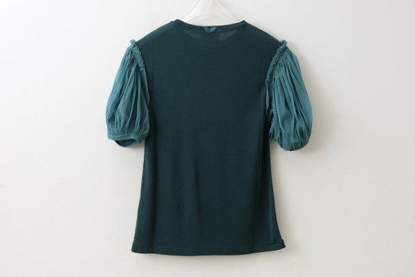 画像2: Cotton Frice T-Shirts With Mesh Sleeves KNT196G (TQ)