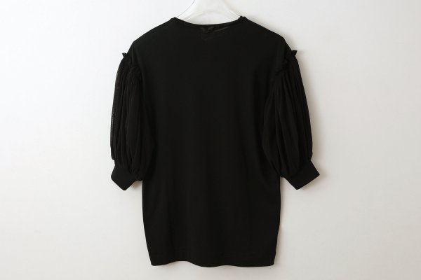 画像2: Cotton Frice T-Shirts With Mesh Sleeves KNT253 (BK)