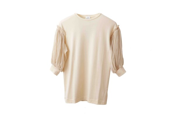 画像1: Cotton Frice T-Shirts With Mesh Sleeves KNT253 (IV)