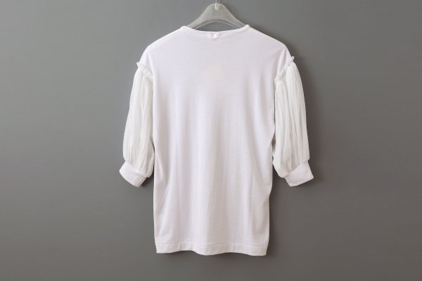 画像2: Cotton Frice T-Shirts With Mesh Sleeves KNT253 (WH)