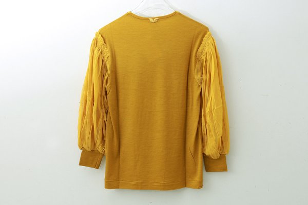 画像2: Wool Jersey T-Shirts With Mesh Sleeves KNT216D