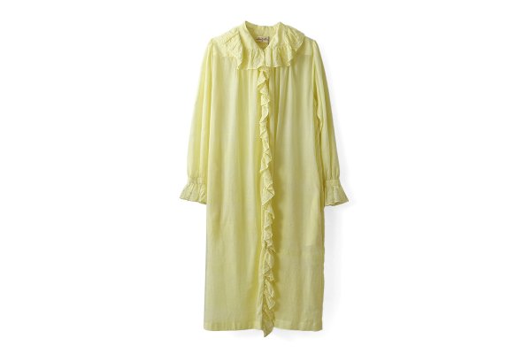 画像1: Khadi Cotton Silk Embroidery Frill Dress (P.YW)