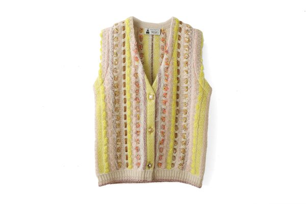 画像1: mohair wool tweed knit vest (OF:20519)