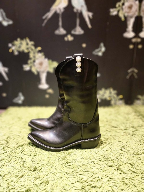 画像1: ×KIDS LOVE GAITE  Cow Leather Western Boots (BK)