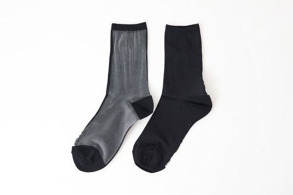 画像2: 1COLOR SEE-THROUGH SOCKS (BK)