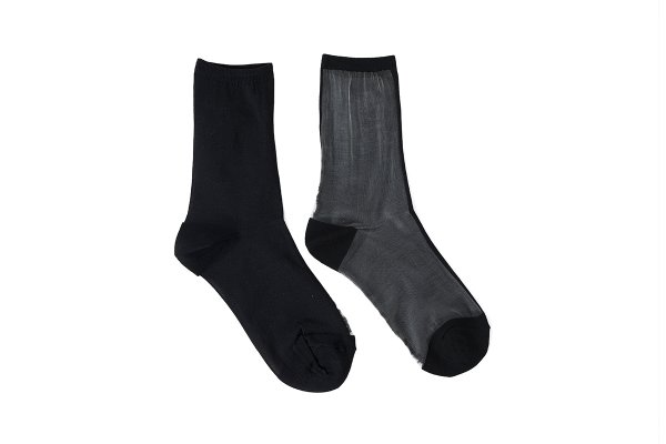 画像1: 1COLOR SEE-THROUGH SOCKS (BK)