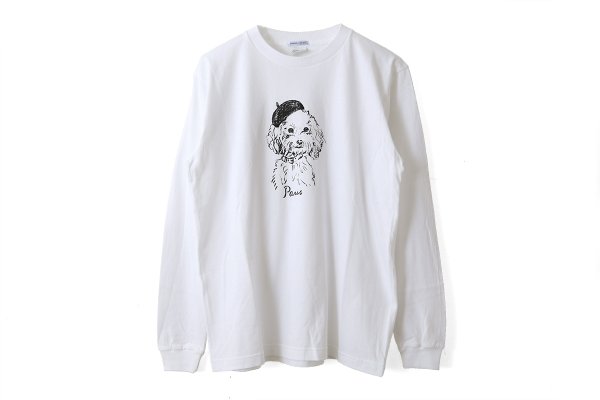 画像1: Souvenir Long T-Shirts "Paris" Beret Poodle (WH)