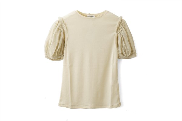 画像1: Cotton Frice T-Shirts With Mesh Sleeves KNT196G (IV) (1)