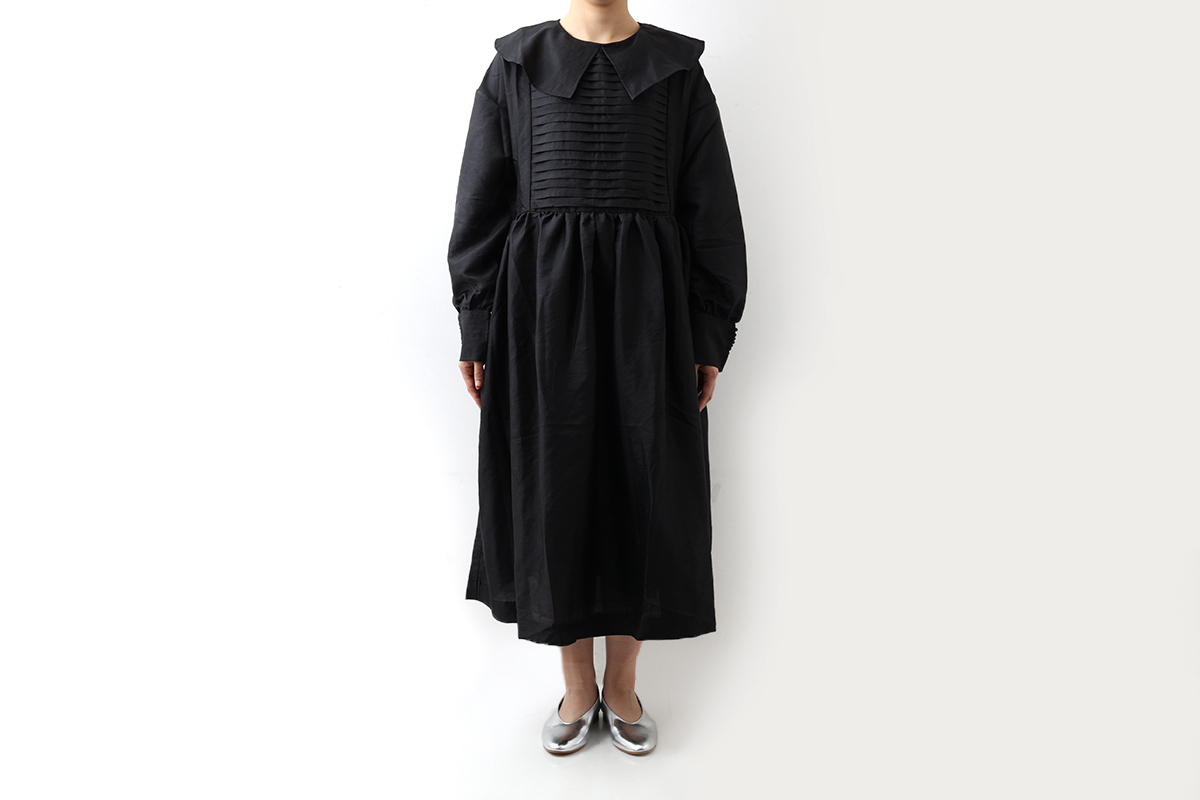 別注!! Khadi Silk Tuck Dress (BK)