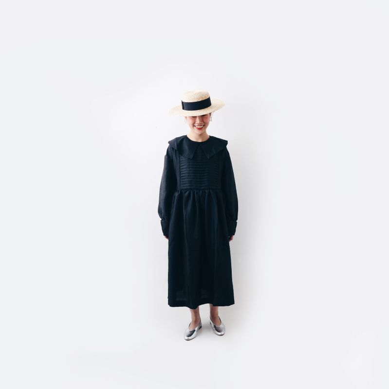 別注!! Khadi Silk Tuck Dress (BK)