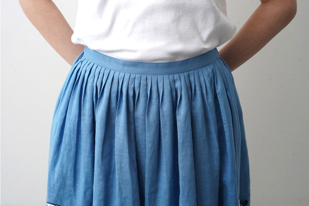【未使用】ミナペルフォネンmina perhonen ギャザースカート　Mサイズ